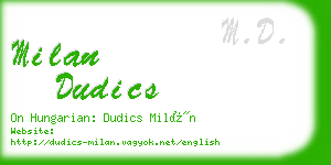 milan dudics business card